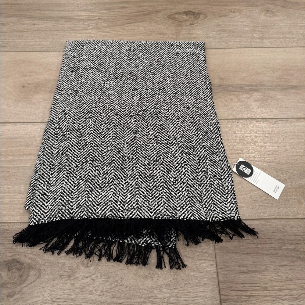 NWT Eileen Fisher $168 Handloomed Organic Cotton Herringbone Scarf